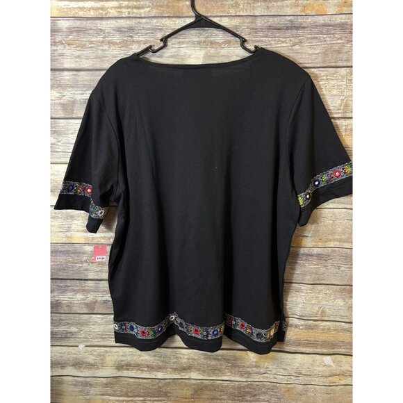 Signature by Delta Burk Two Piece Outfit 2X Braid Mirror Trim T-Shirt Capri Pant - Picture 5 of 8